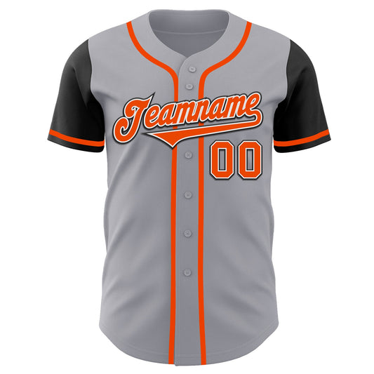 Custom Gray Orange-Black Authentic Two Tone Baseball Jersey - Sky-Custom