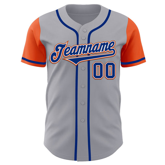 Custom Gray Royal-Orange Authentic Two Tone Baseball Jersey - Sky-Custom