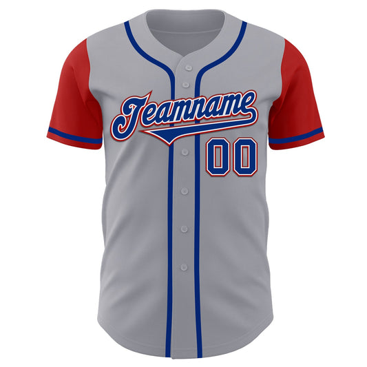 Custom Gray Royal-Red Authentic Two Tone Baseball Jersey - Sky-Custom