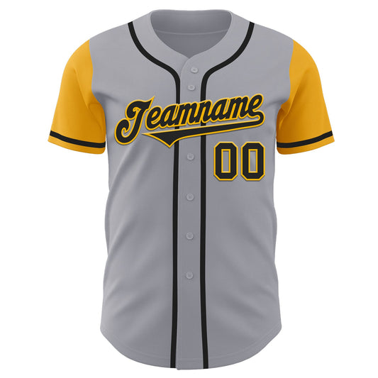 Custom Gray Black-Gold Authentic Two Tone Baseball Jersey - Sky-Custom