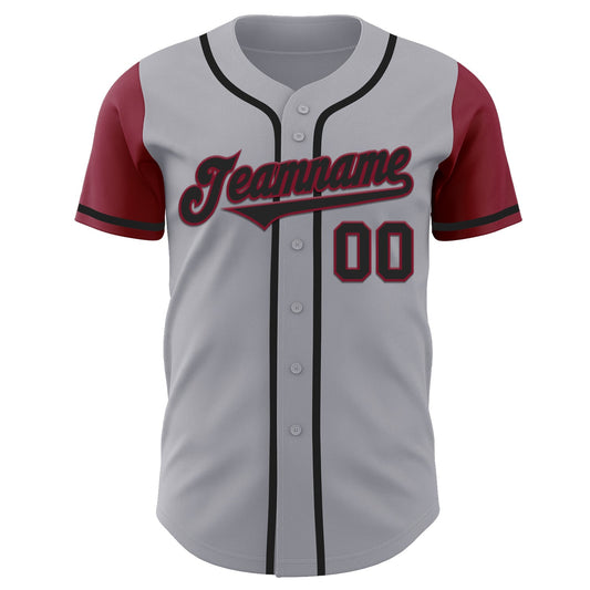 Custom Gray Black-Crimson Authentic Two Tone Baseball Jersey - Sky-Custom