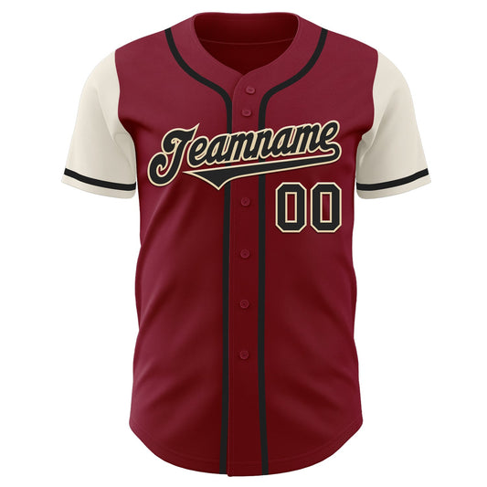 Custom Crimson Black-Cream Authentic Two Tone Baseball Jersey - Sky-Custom