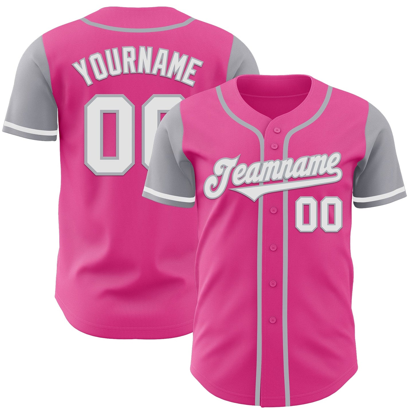 Custom Pink White-Gray Authentic Two Tone Baseball Jersey - Sky-Custom