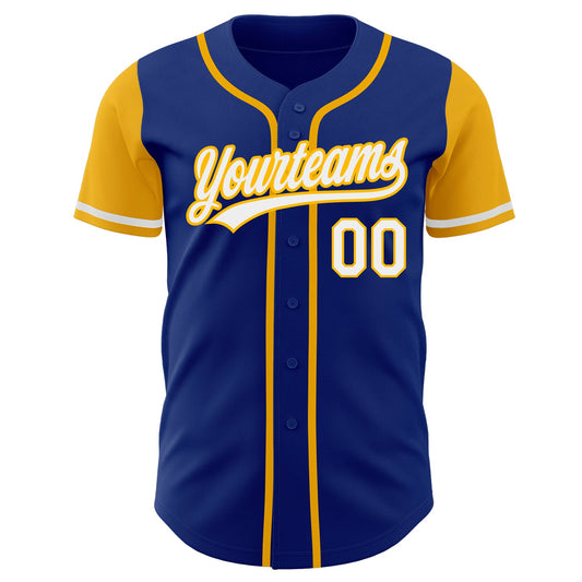 Custom Royal White-Gold Authentic Two Tone Baseball Jersey - Sky-Custom