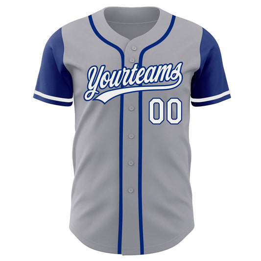 Custom Gray White-Royal Authentic Two Tone Baseball Jersey - Sky-Custom