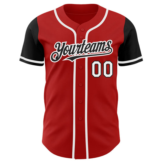 Custom Red White-Black Authentic Two Tone Baseball Jersey - Sky-Custom