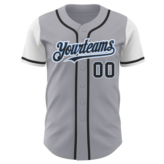 Custom Gray Black-Light Blue Authentic Two Tone Baseball Jersey - Sky-Custom