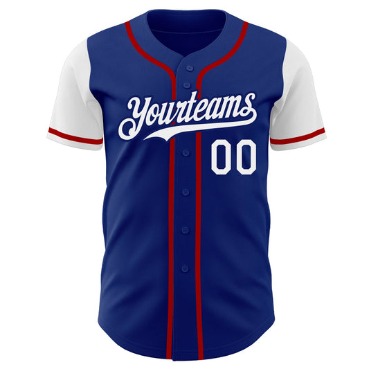 Custom Royal White-Red Authentic Two Tone Baseball Jersey - Sky-Custom