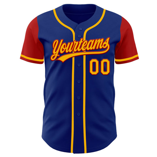 Custom Royal Gold-Red Authentic Two Tone Baseball Jersey - Sky-Custom