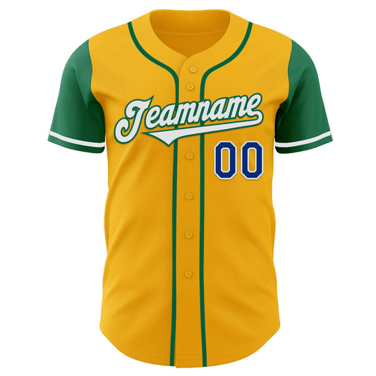 Custom Gold Royal-Kelly Green Authentic Two Tone Baseball Jersey - Sky-Custom