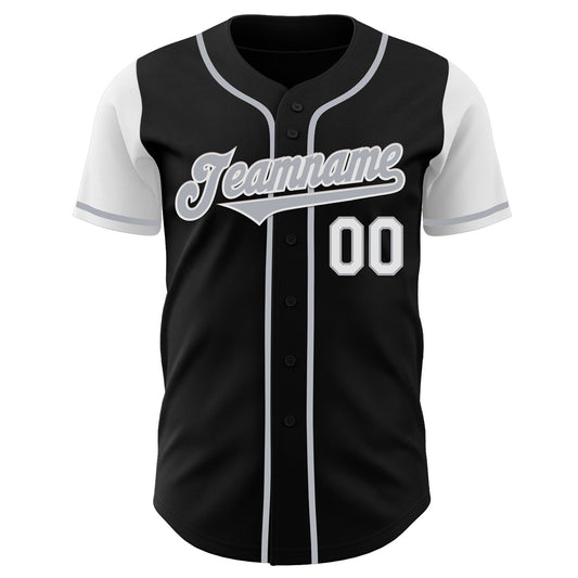 Custom Black Gray-White Authentic Two Tone Baseball Jersey - Sky-Custom