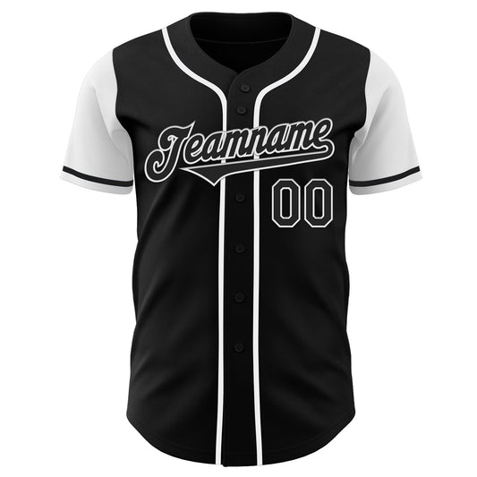 Custom Black White Authentic Two Tone Baseball Jersey - Sky-Custom