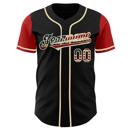Custom Black Vintage USA Flag Cream-Red Authentic Two Tone Baseball Jersey - Sky-Custom