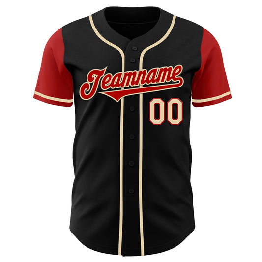 Custom Black Red-Cream Authentic Two Tone Baseball Jersey - Sky-Custom