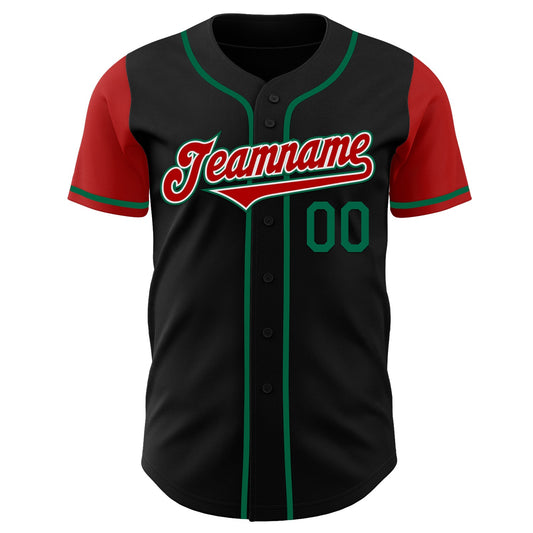 Custom Black Red-Kelly Green Authentic Two Tone Baseball Jersey - Sky-Custom
