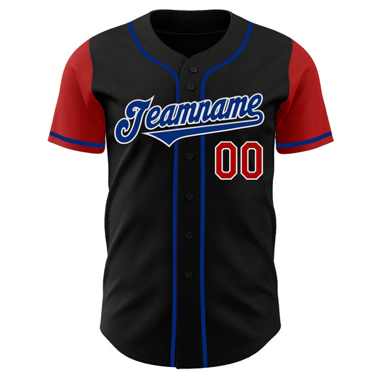 Custom Black Royal-Red Authentic Two Tone Baseball Jersey - Sky-Custom