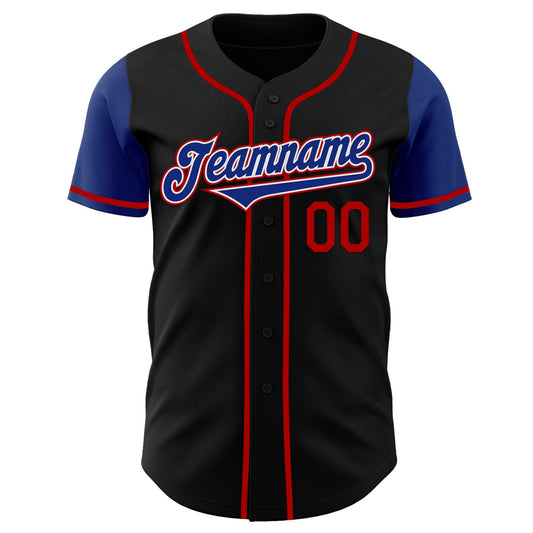 Custom Black Royal-Red Authentic Two Tone Baseball Jersey - Sky-Custom