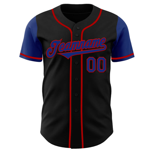 Custom Black Royal-Red Authentic Two Tone Baseball Jersey - Sky-Custom
