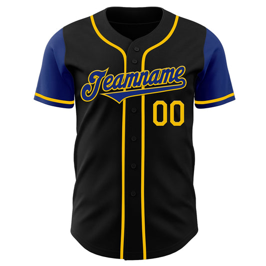 Custom Black Royal-Yellow Authentic Two Tone Baseball Jersey - Sky-Custom