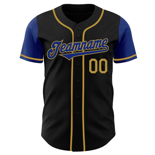 Custom Black Royal-Old Gold Authentic Two Tone Baseball Jersey - Sky-Custom