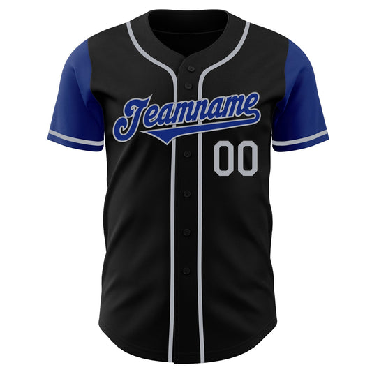 Custom Black Royal-Gray Authentic Two Tone Baseball Jersey - Sky-Custom