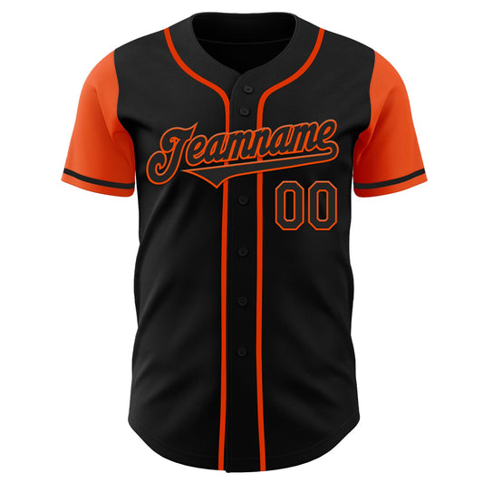 Custom Black Orange Authentic Two Tone Baseball Jersey - Sky-Custom