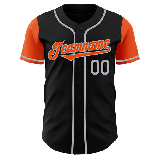 Custom Black Orange-Gray Authentic Two Tone Baseball Jersey - Sky-Custom