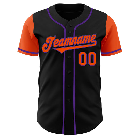Custom Black Orange-Purple Authentic Two Tone Baseball Jersey - Sky-Custom