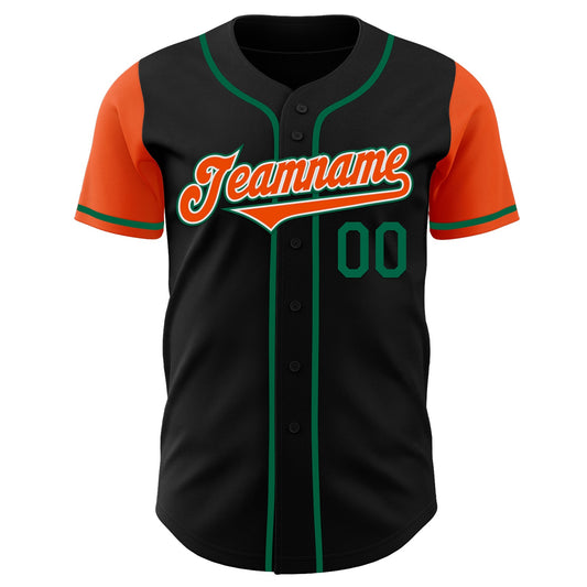 Custom Black Orange-Kelly Green Authentic Two Tone Baseball Jersey - Sky-Custom