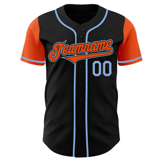 Custom Black Orange-Light Blue Authentic Two Tone Baseball Jersey - Sky-Custom