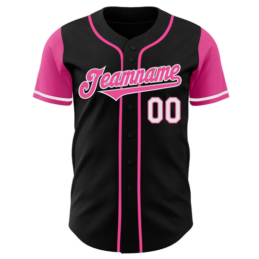 Custom Black Pink-White Authentic Two Tone Baseball Jersey - Sky-Custom