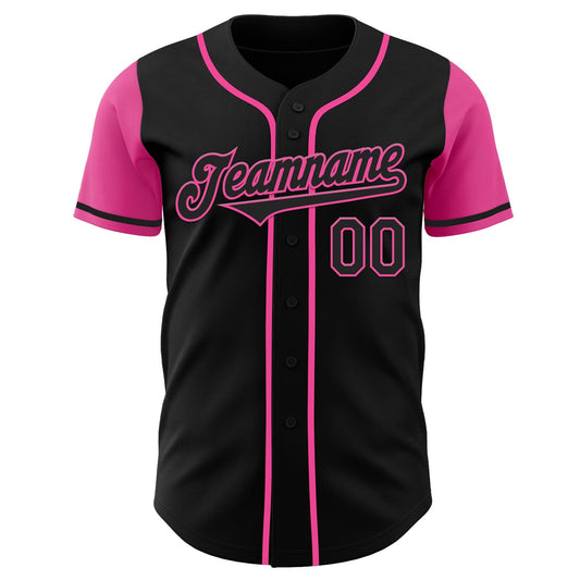 Custom Black Pink Authentic Two Tone Baseball Jersey - Sky-Custom