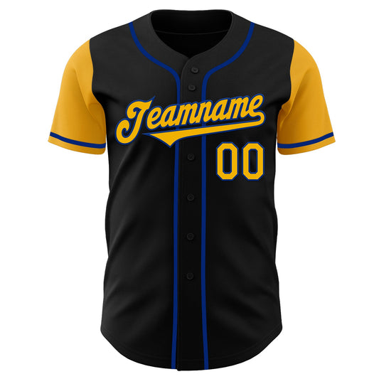Custom Black Gold-Royal Authentic Two Tone Baseball Jersey - Sky-Custom