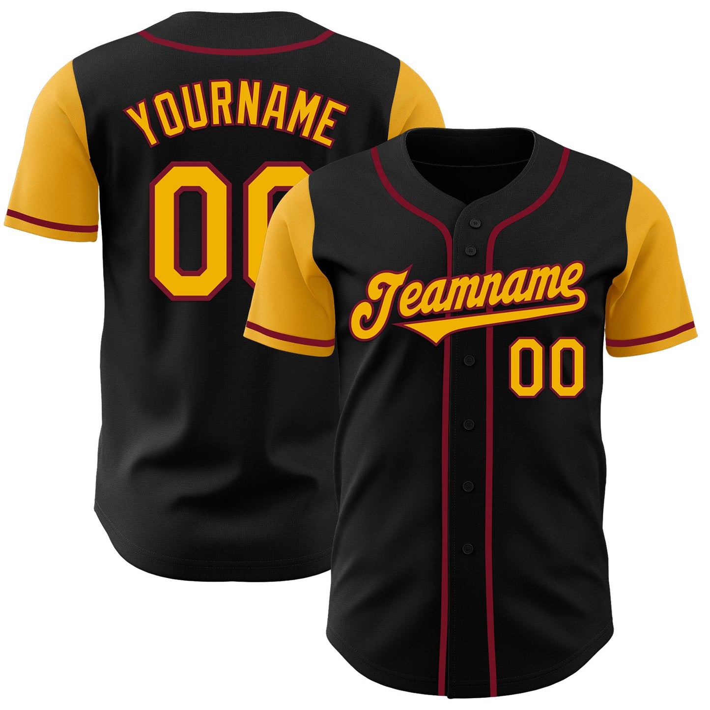 Custom Black Gold-Crimson Authentic Two Tone Baseball Jersey - Sky-Custom