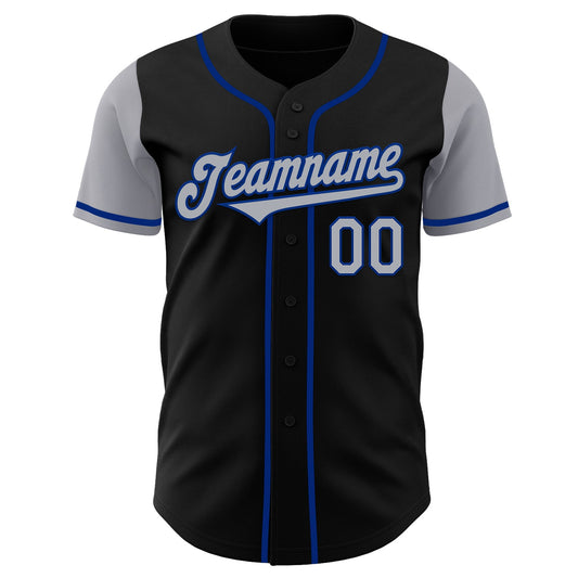 Custom Black Gray-Royal Authentic Two Tone Baseball Jersey - Sky-Custom