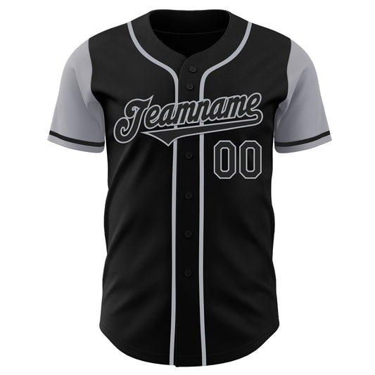 Custom Black Gray Authentic Two Tone Baseball Jersey - Sky-Custom