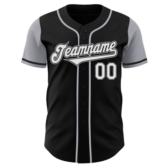 Custom Black White-Gray Authentic Two Tone Baseball Jersey - Sky-Custom
