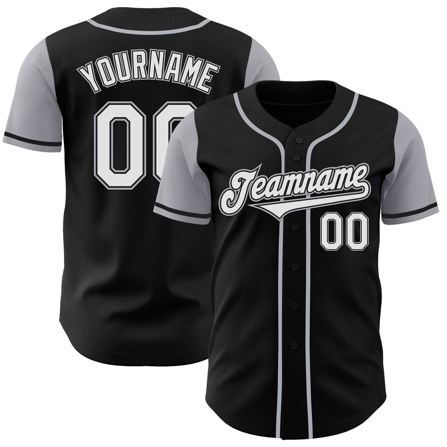 Custom Black White-Gray Authentic Two Tone Baseball Jersey - Sky-Custom
