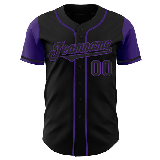 Custom Black Purple Authentic Two Tone Baseball Jersey - Sky-Custom