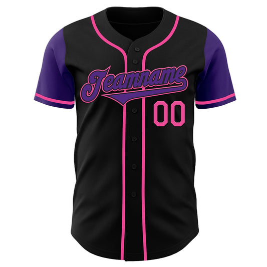 Custom Black Purple-Pink Authentic Two Tone Baseball Jersey - Sky-Custom