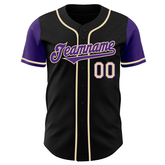 Custom Black Purple-Cream Authentic Two Tone Baseball Jersey - Sky-Custom