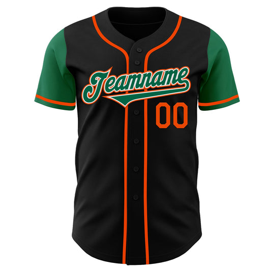 Custom Black Kelly Green-Orange Authentic Two Tone Baseball Jersey - Sky-Custom
