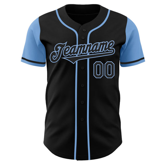 Custom Black Light Blue Authentic Two Tone Baseball Jersey - Sky-Custom