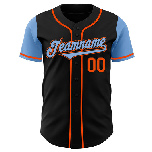 Custom Black Light Blue-Orange Authentic Two Tone Baseball Jersey - Sky-Custom