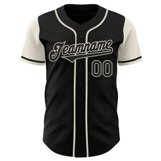 Custom Black Cream Authentic Two Tone Baseball Jersey - Sky-Custom