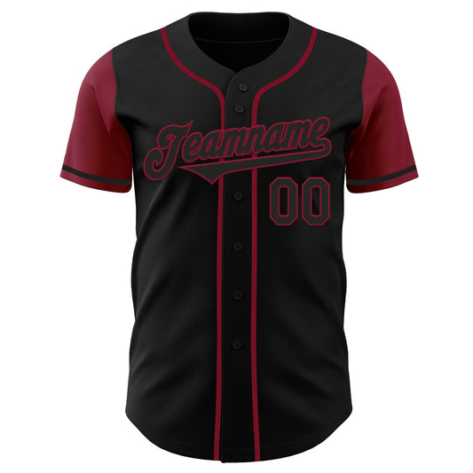 Custom Black Crimson Authentic Two Tone Baseball Jersey - Sky-Custom