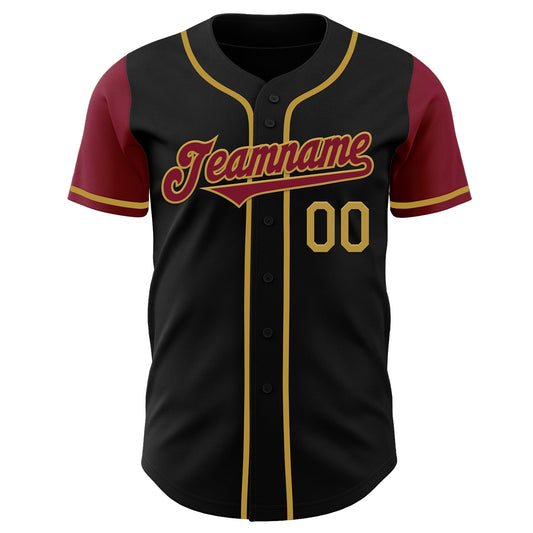 Custom Black Crimson-Old Gold Authentic Two Tone Baseball Jersey - Sky-Custom