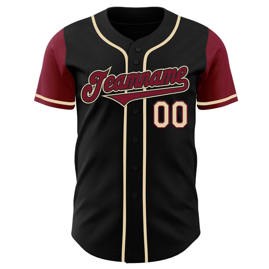 Custom Black Crimson-Cream Authentic Two Tone Baseball Jersey - Sky-Custom