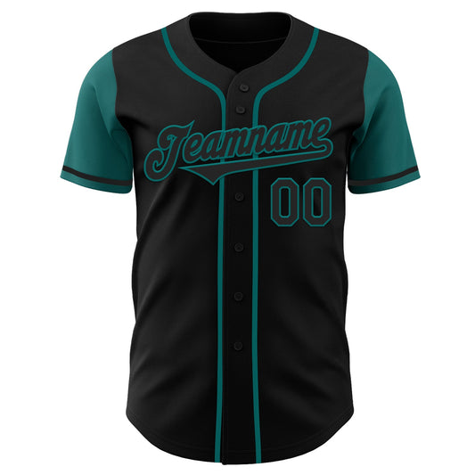 Custom Black Teal Authentic Two Tone Baseball Jersey - Sky-Custom
