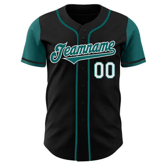 Custom Black Teal-White Authentic Two Tone Baseball Jersey - Sky-Custom
